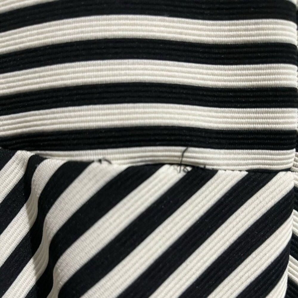 Beige by ECI Black White Striped Sleeveless Fit Flare Horizontal Diagonal Dress - Picture 12 of 12